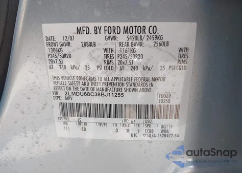 2008 Lincoln Mkx из США, поврежденный, VIN 2LMDU68C38BJ11255